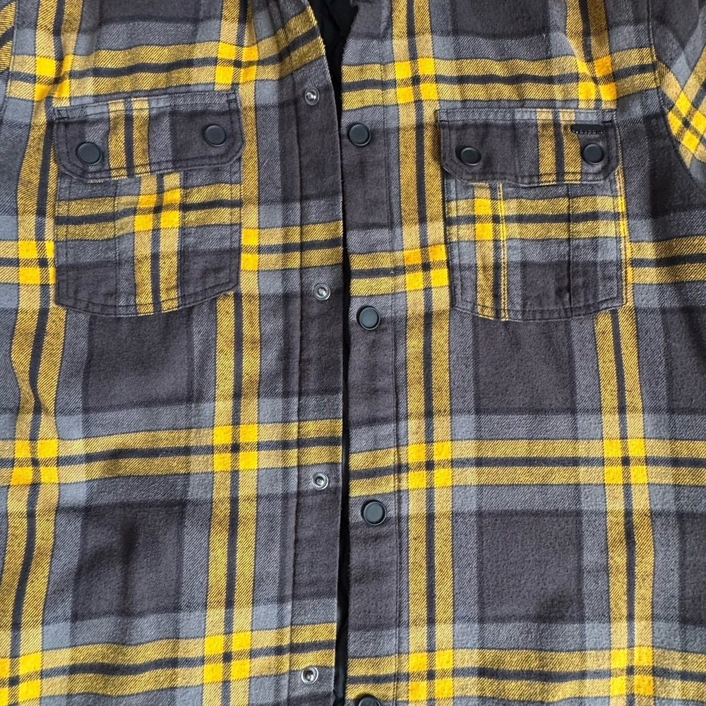 Volcom Insulated Riding Snow Flannel Shirt Jacket, Mens Medium Yellow Black - Picture 3 of 12